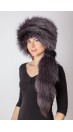 Dark blue fox fur hat with tail